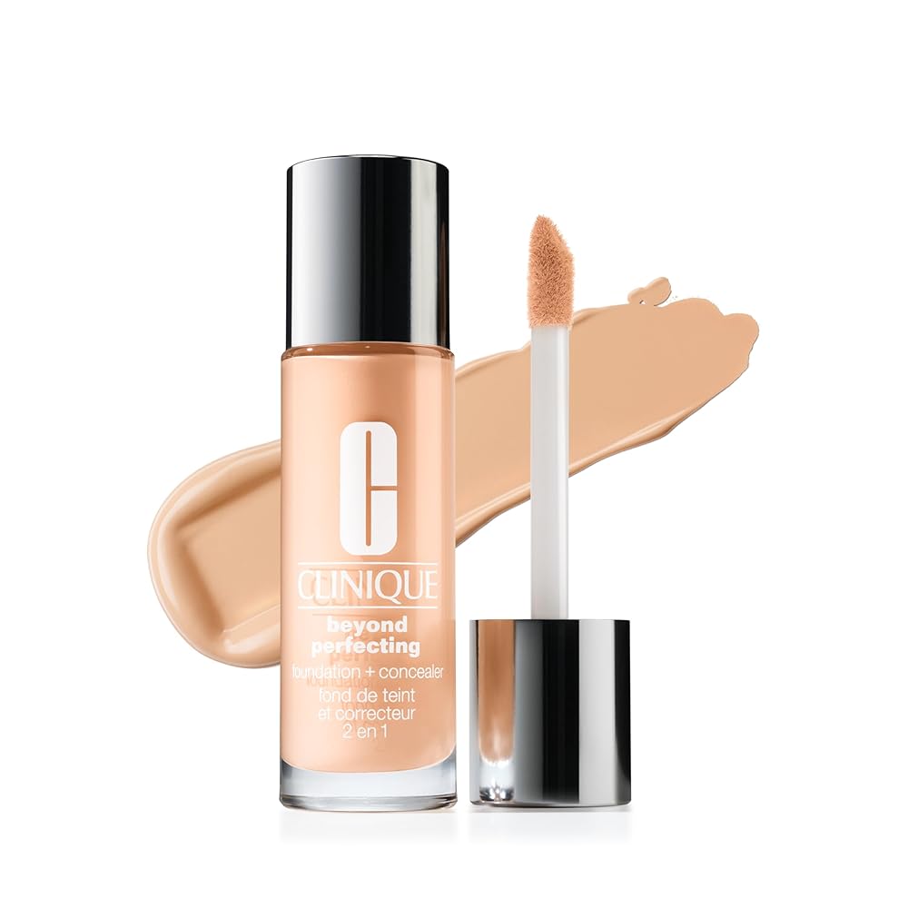 Clinique Beyond Perfecting Lightweight Liquid Foundation + Concealer For Dry Combination to Oily Skin Types | Full Coverage + Natural Matte Finish, Cream Whip, 1 Fl Oz
