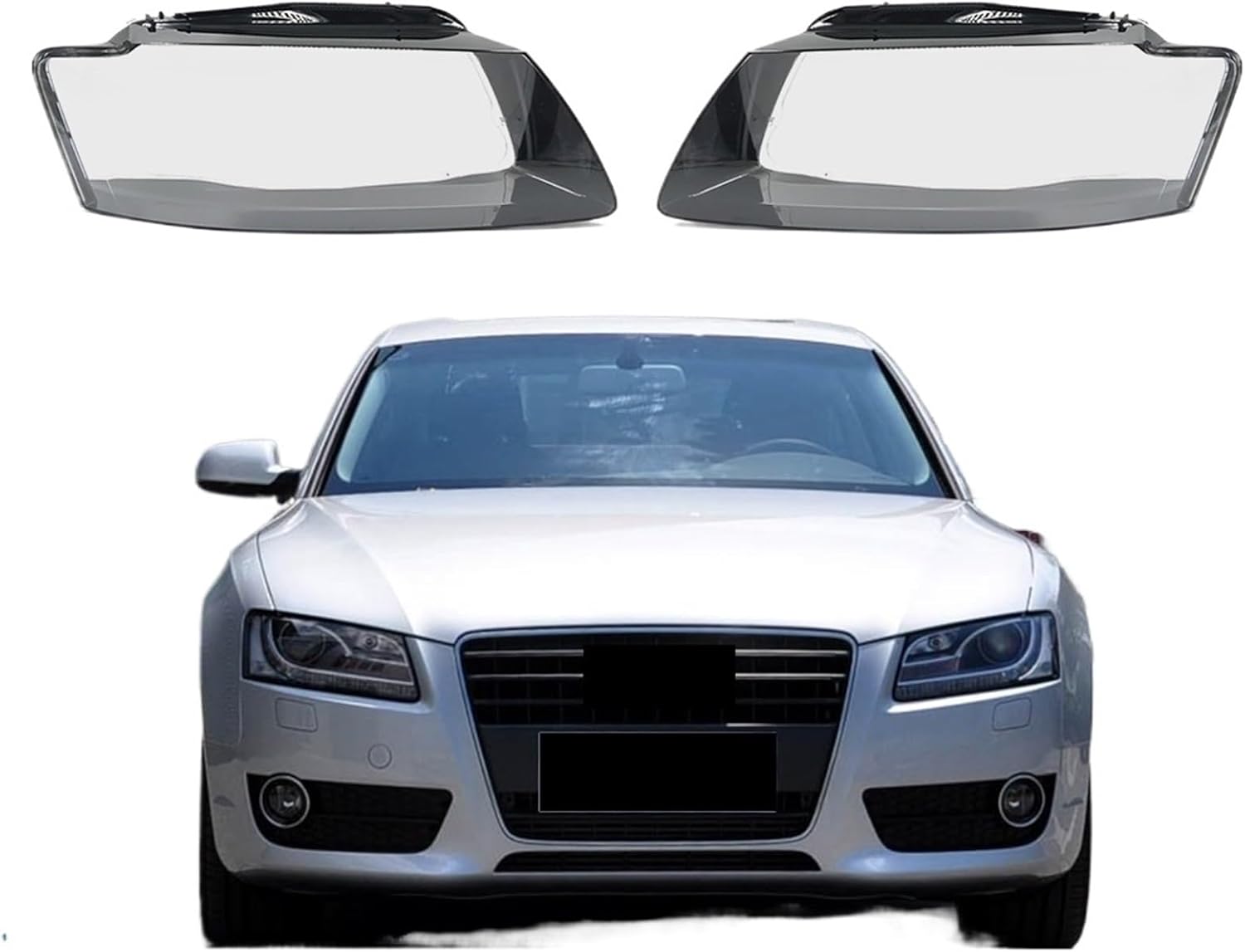 Headlight Shell Transparent Lampshade Headlamp Cover Lens Plexiglass A5 Compatible for Audi 2008 2009 2010(A Pair) (Left Side)