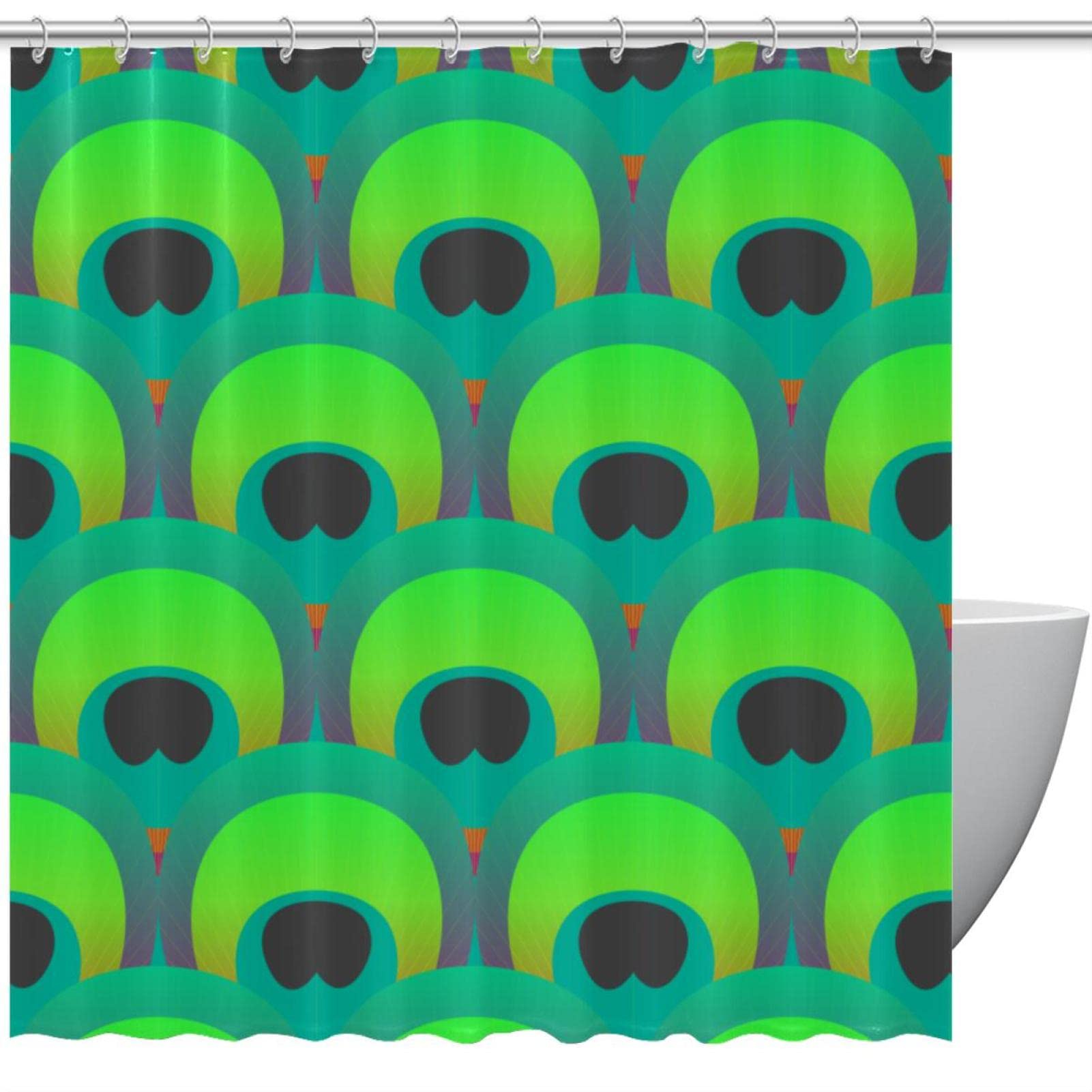 Rideau de douche vert paon imperméable 183x183 cm pour salle de bain moderne