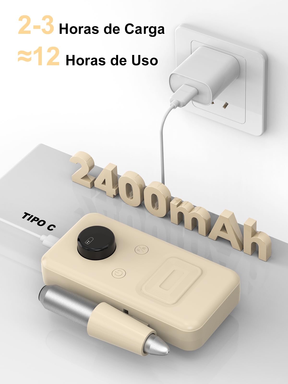 COPPA Torno para Uñas Profesional, NDK106 Lima Eléctrica Uñas con 12 Brocas 31 Bandas, 45000 RPM Velocidad Ajustable Nail Drill Kit para Pulido y Eliminación de gel de Uñas Acrílicas, Salón & Casa