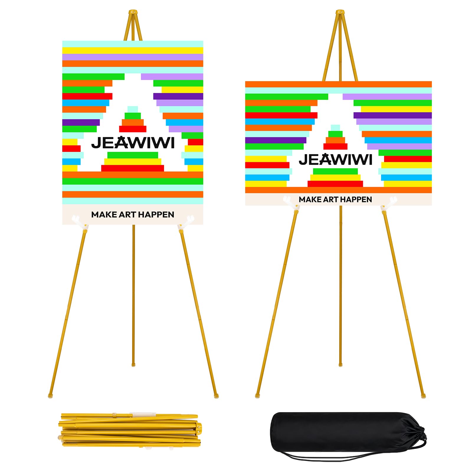 Photo 1 of JEAWIWI Lightweight Metal Display Easel, 66 Inch, Gold, 2-Pack