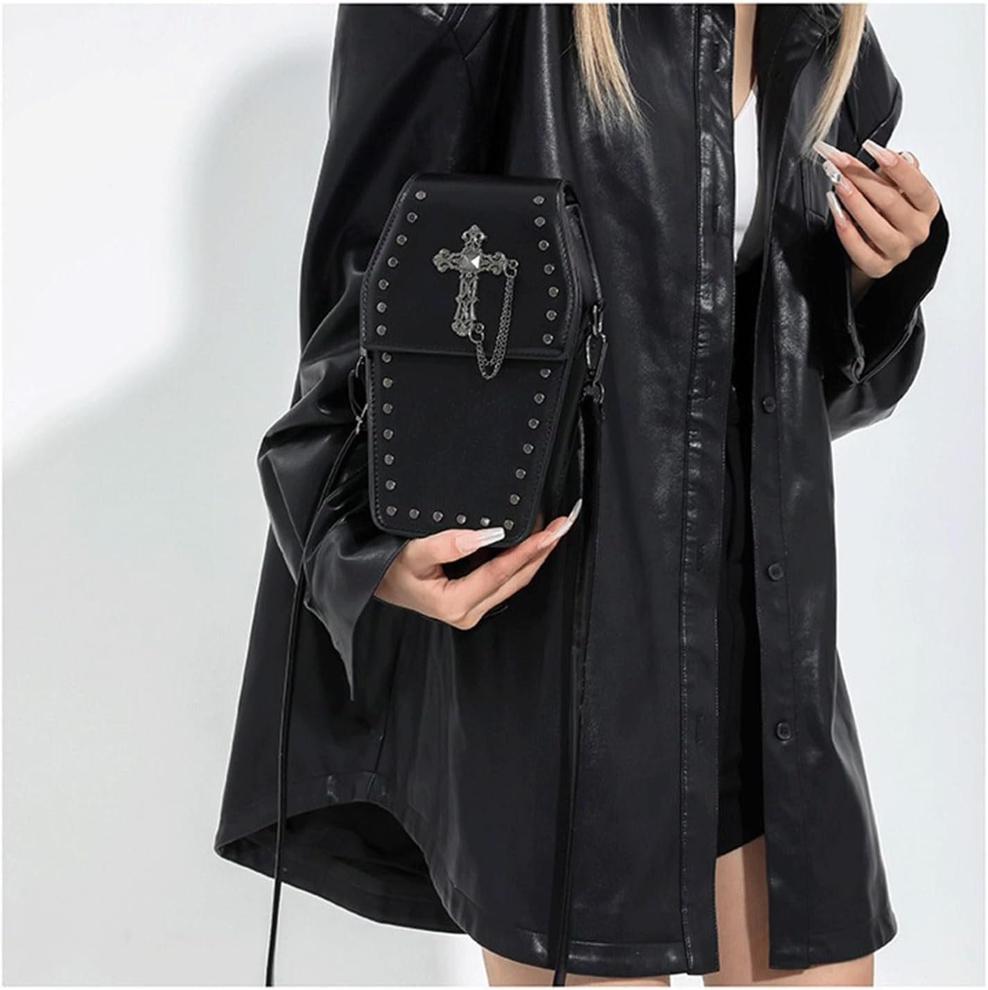 LOTUSTAR Goth Purse Coffin Halloween Purses Clutch Shoulder Bag Small Crossbody Bag Spooky Horror Cute Wallet - Image 4