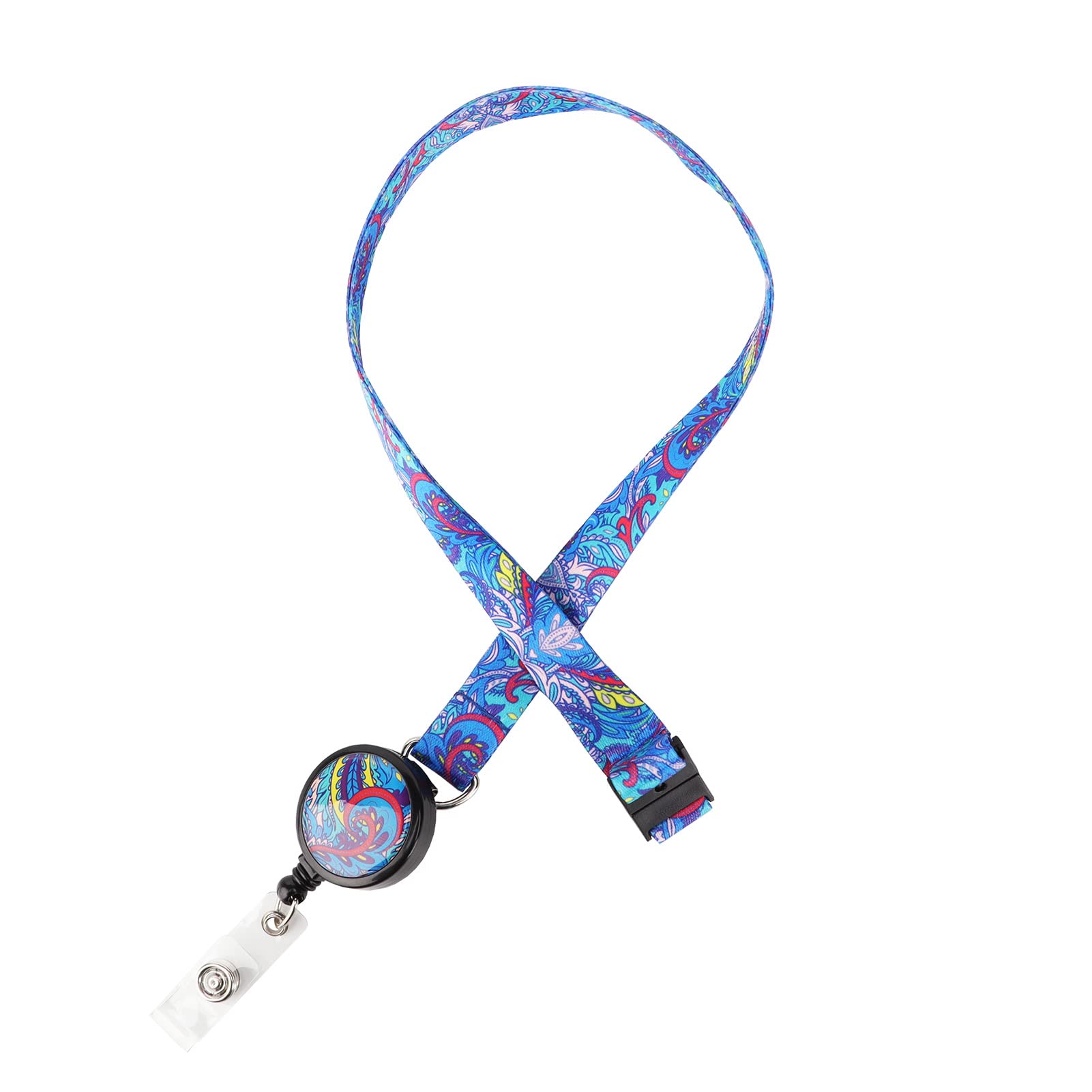 LGEGE Breakaway Lanyard with Retractable Badge Reel, Safety Breakaway Buckle, ID Badge Access Card Attendance Card Key Holder, Artistic Design (Seaweed)