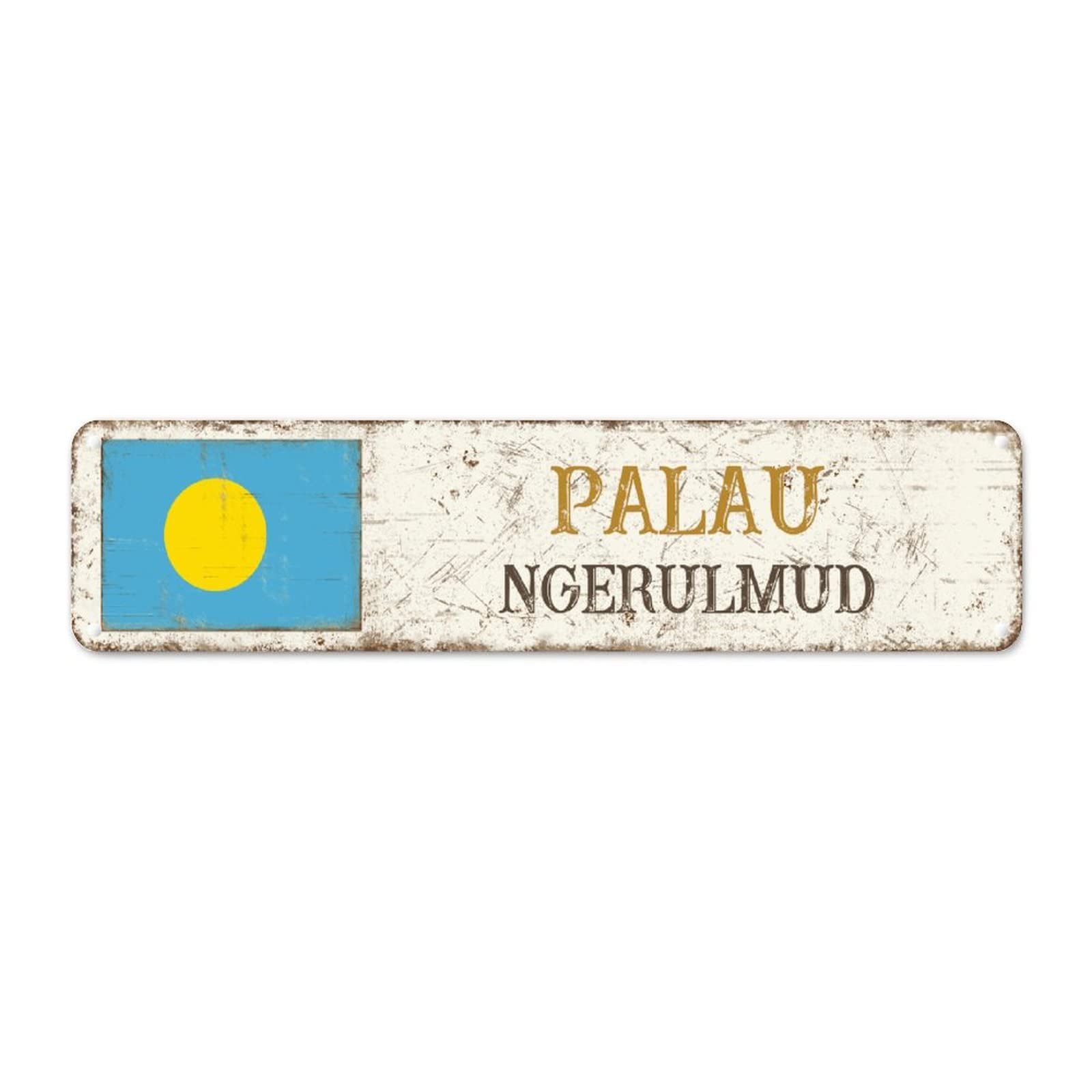 Plaque en métal Palaos de qualité supérieure finition rétro Ngerulmud 61cm