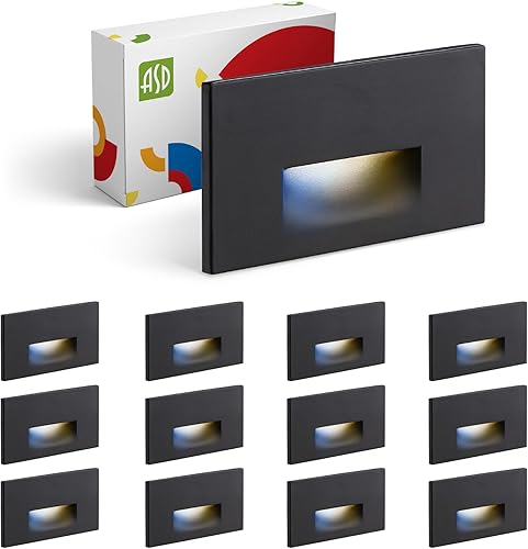 ASD Lámpara LED empotrable, iluminación de peldaños para escaleras para exteriores e interiores, 3CCT, regulable, impermeable, con certificación