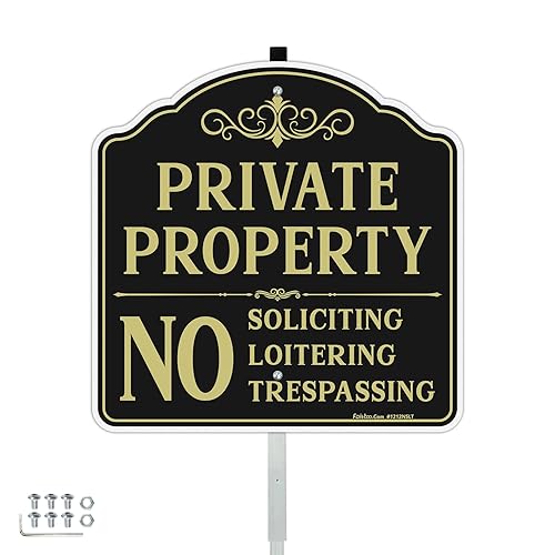 Faittoo Private Property No Soliciting Sign for House with 42"