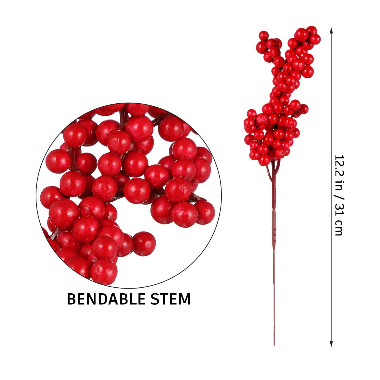 Homoyoyo 10pcs Artificial Christmas Flowers Christmas Bouquet Red Berries Artificial Tree Branches for Decoration Simulated Berry Faux Home Decor Bouquet Decor Bride Holly Flower Branch - Image 2