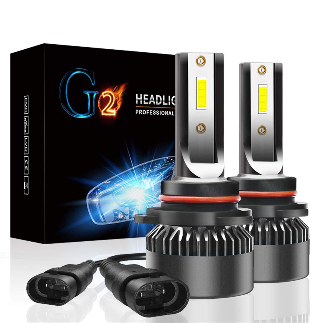 9005 LED Headlight Bulbs Mushan 55W 6000K Large Power LED Bulbs 3000lm/bulb Superbright Headlight Conversion Kit(2Pack 9005)