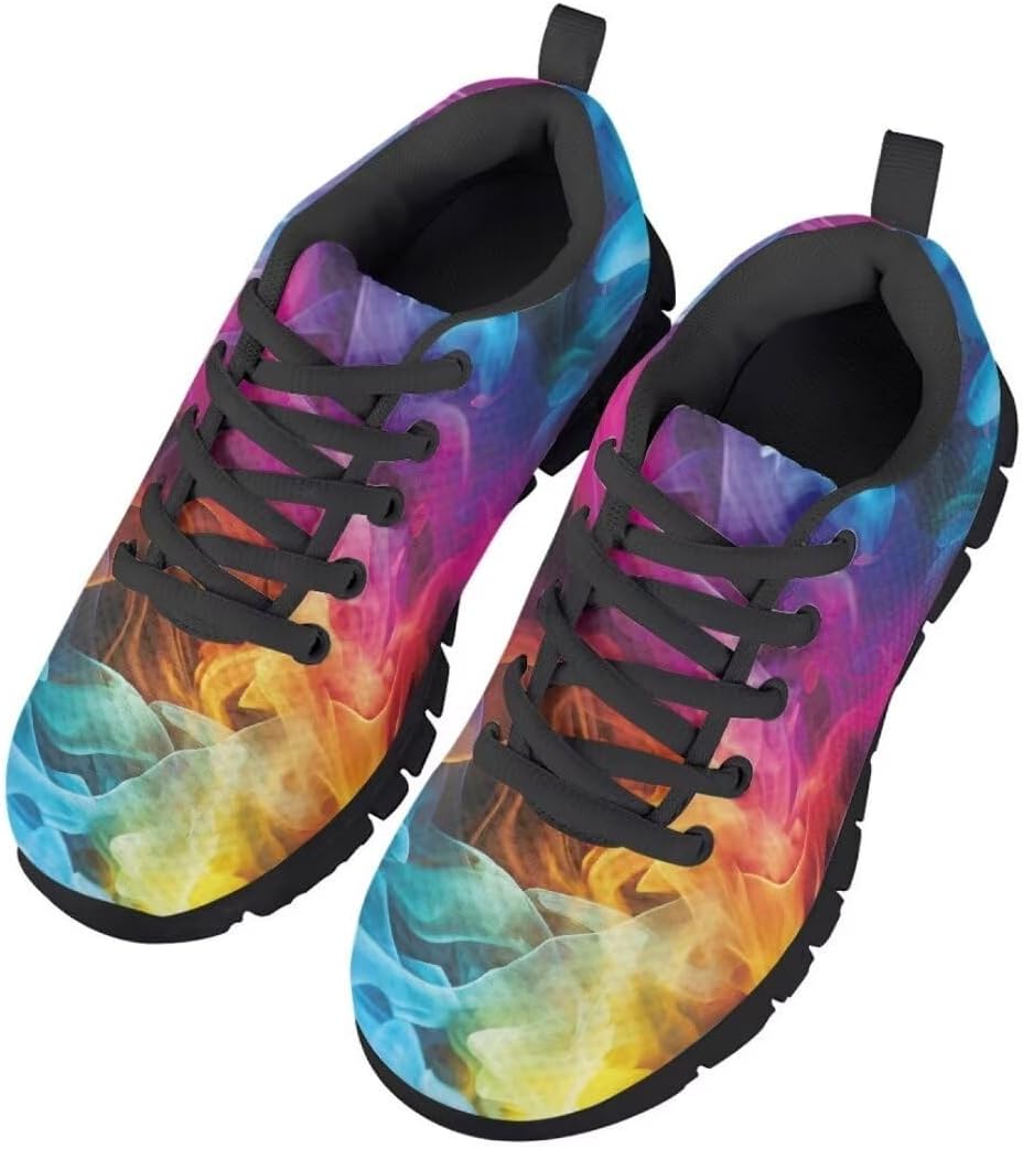 Pinupub Kids Graphic Sneakers for Boys Girls Tie Lace Non Slip Durable Running Walking Sports Shoes
