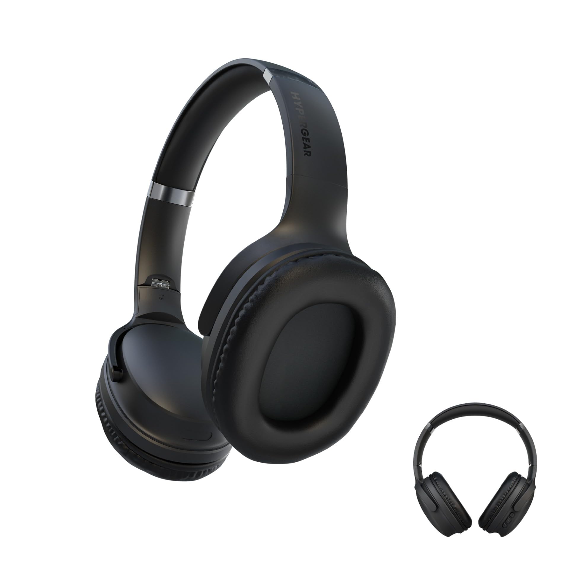 HyperGear Wireless Bluetooth Headphones - Foldable Dual Earphones, Flip Ear Cups Between Speaker and Headphone Mode for Comfort & Clear Sound, Black