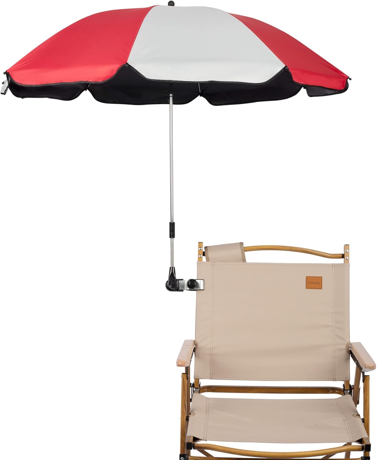 Chair Umbrella with Clamp,46 inches UPF 50+ Clip on Parasol for Patio,Beach Chairs,Strollers,Wheelchairs,Golf Carts Red