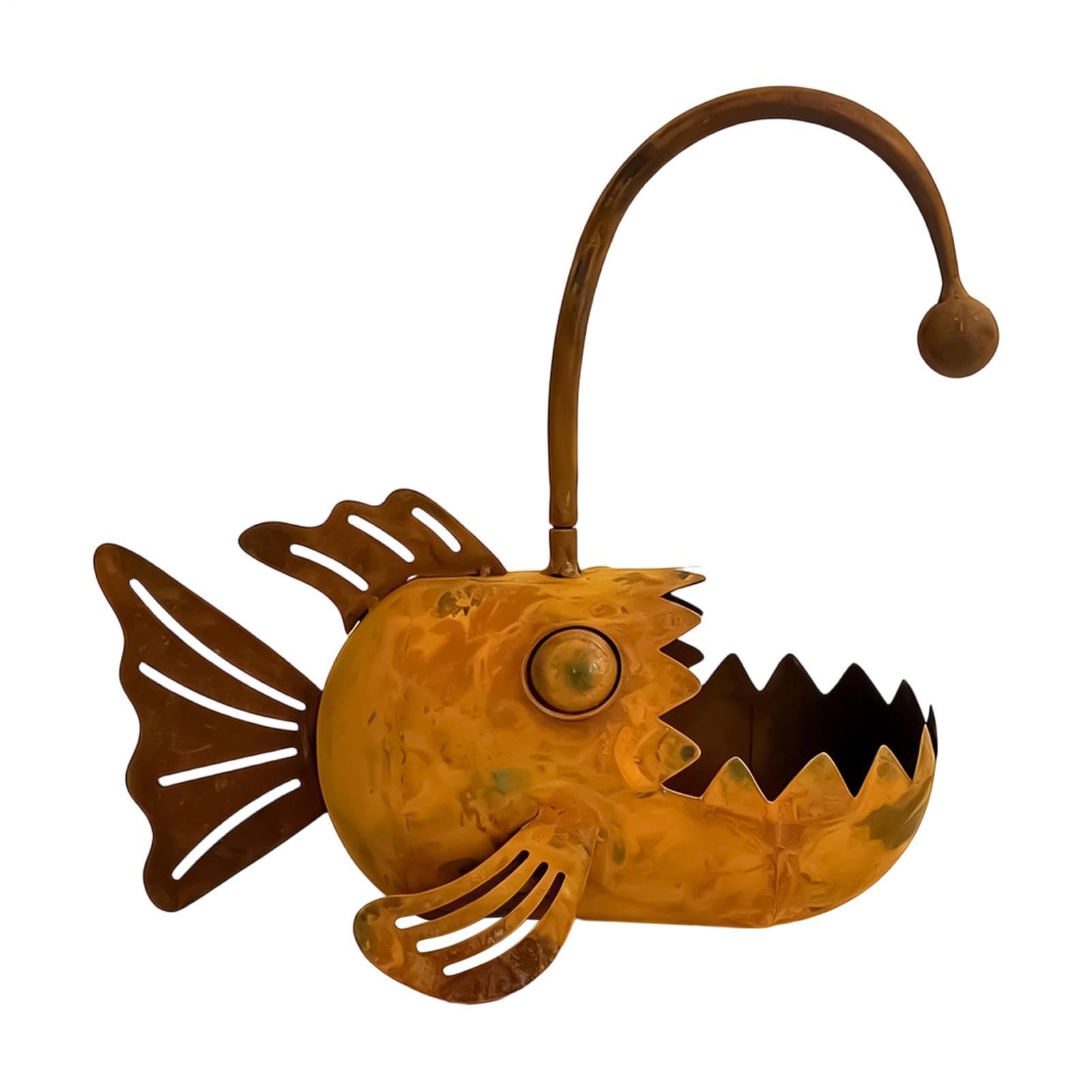 Décoration de poisson rustique en métal pour parterre de fleurs et cour