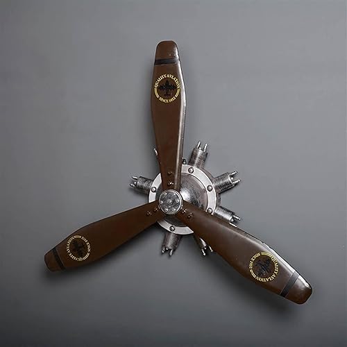 Miniatura 6 de Decoración de pared de hélice de avión KTV de metal, hélice mecánica montada en la pared de estilo industrial retro, escultura de pared de hierro