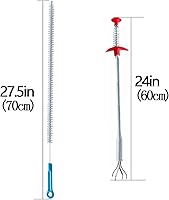 Vista 2 de Removedor de obstrucciones de drenaje de 39 pulgadas (1), removedor de pelo de serpiente de drenaje de 20 pulgadas (3) y cepillo de limpieza (1), 1
