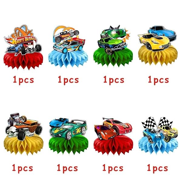 8Pcs Hot Honeycomb Table Centerpiece Wheels Birthday Party Supplies Table Decorations for Kids Party Decorations by SDONY - Used condition - Image 2