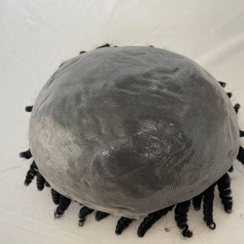 Dreadlock toupee pour hommes noirs perruque cheveux courts 6 pouces - 2