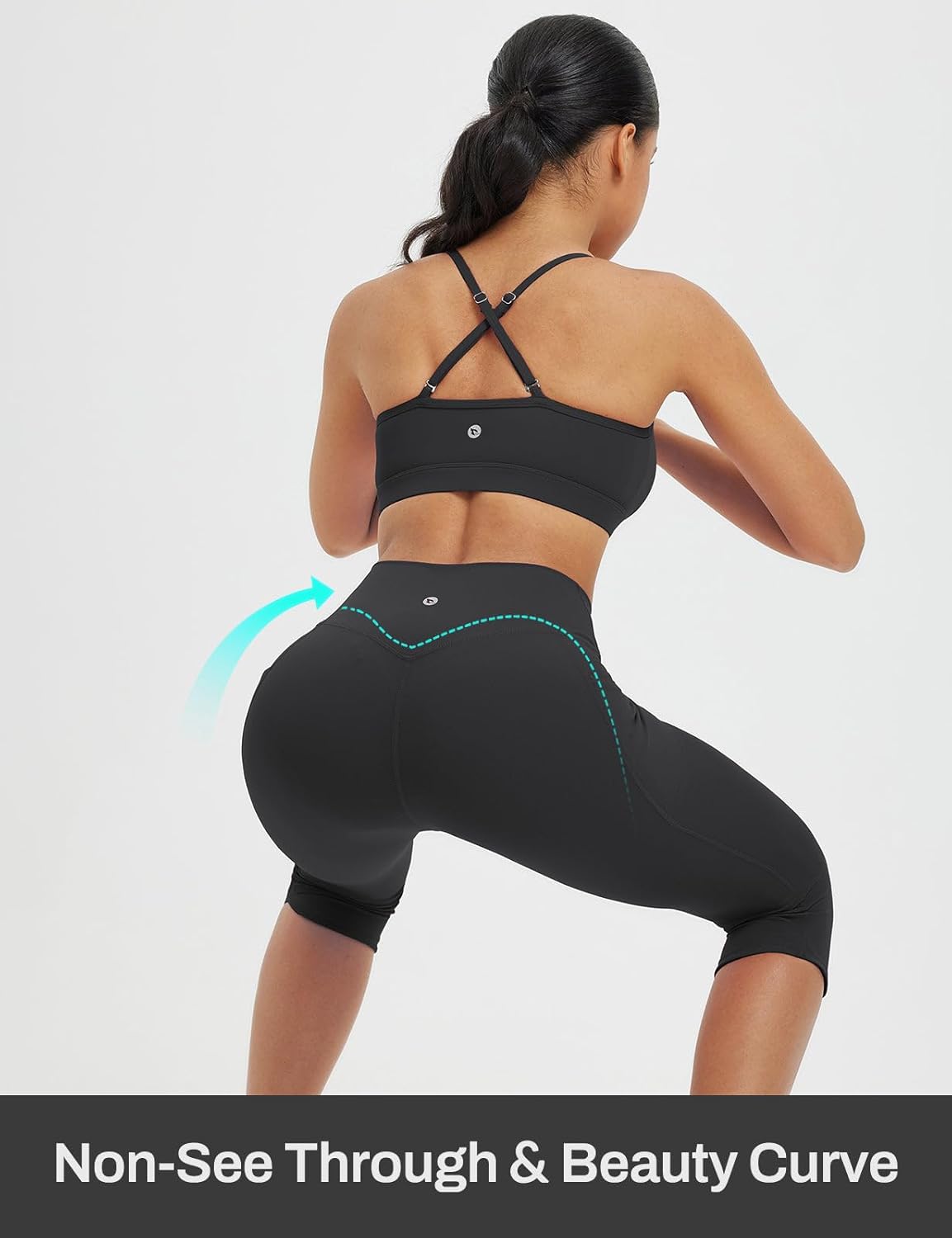 baleaf Womens 17" High Waisted Capri Leggings with Pockets Tummy Control Yoga Gym Capris Pants - Image 6