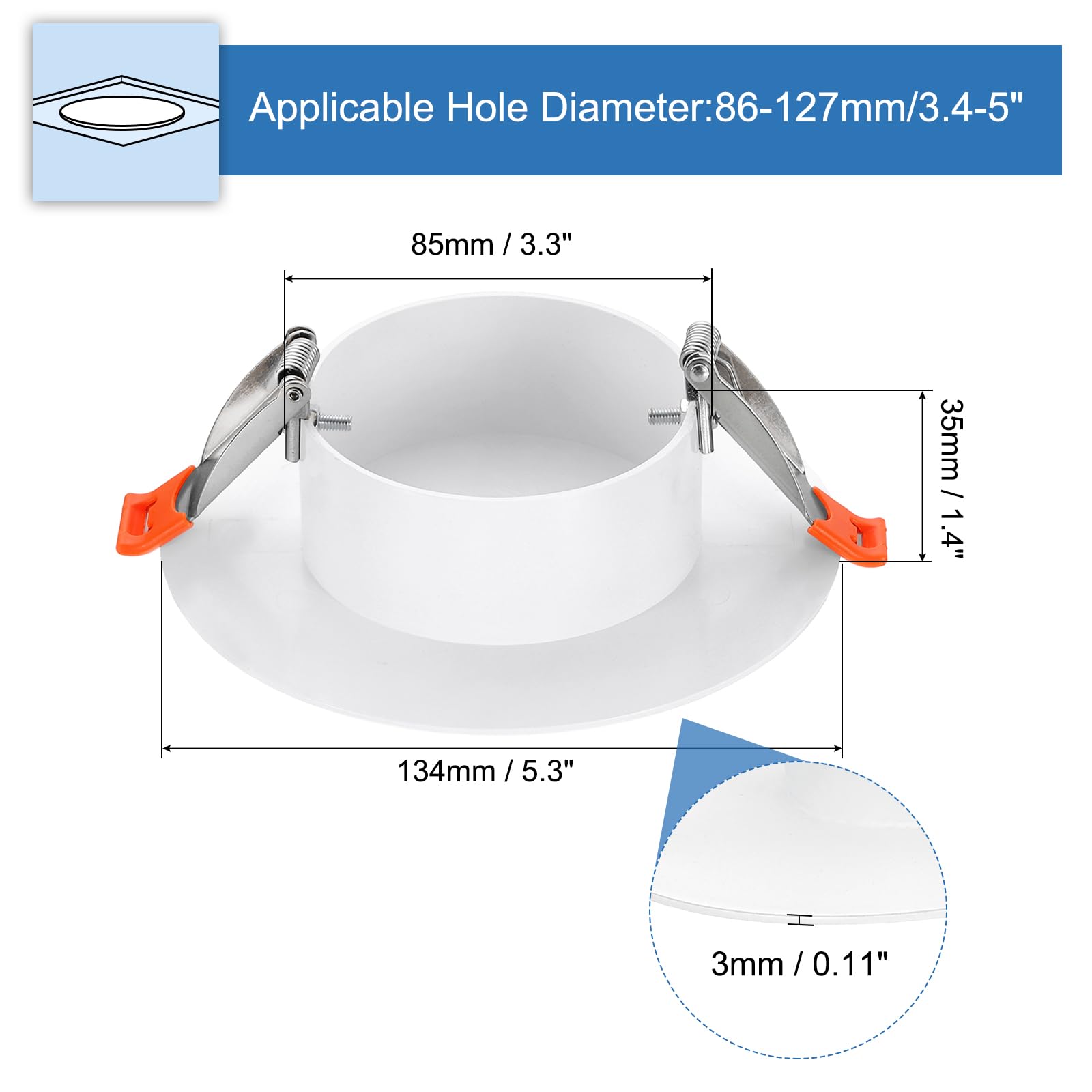 PATIKIL 134mm / 5.3" Diameter Spring Ceiling Hole Cover Plate - Image 2