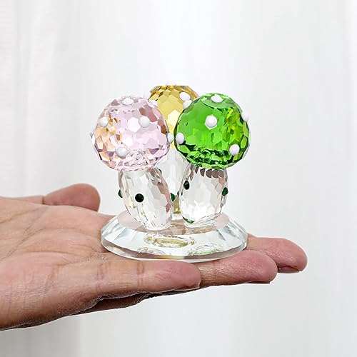 Miniatura 6 de Coloridas figuras de adorno de hongos de cristal, escultura de seta de cristal, centro de mesa de pisapapeles de vidrio coleccionable, centro de