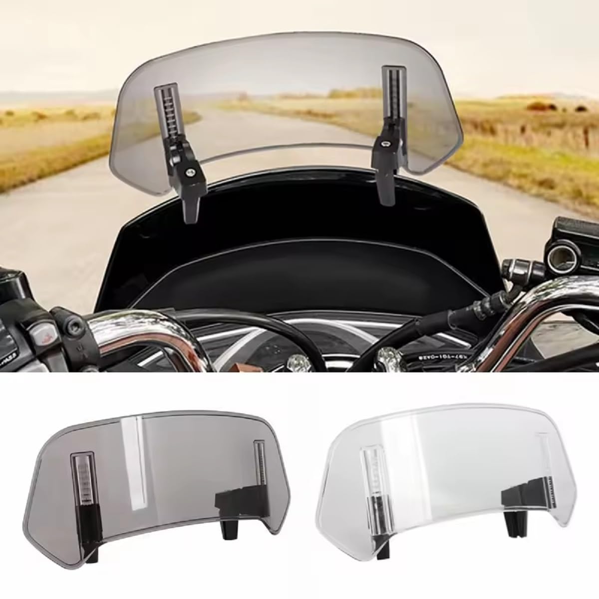 Parabrezza Moto per Moto Guzzi V7, Estensione Parabrezza Deflettore Antivento, Deflettore Moto Regolabile, Spoiler Parabrezza,A-360mm × 140mm