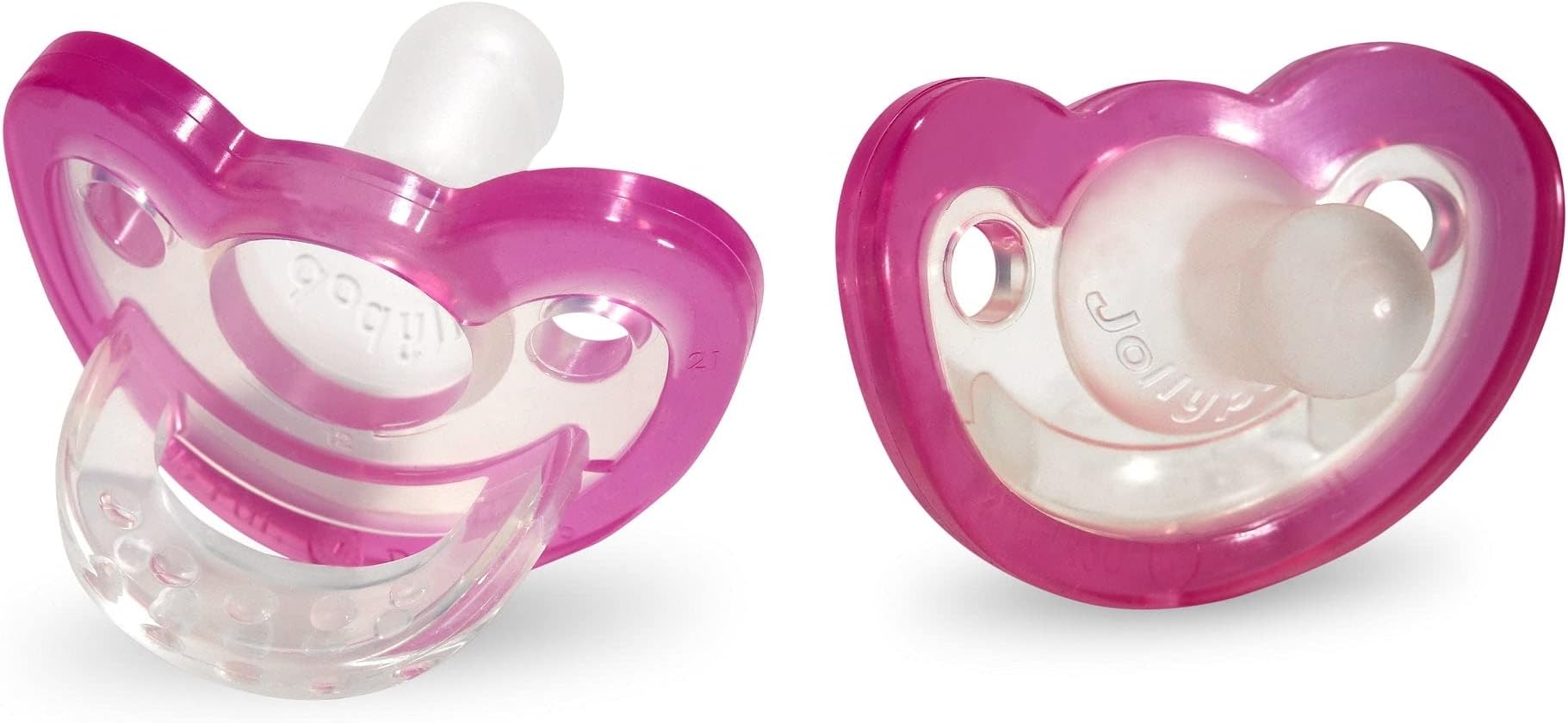 Jollypop Pacifier for Babies 3 Months and Up, USA Made, Natural Shaped Orthodontic Binky, Lovingly Shared in NICUs & Hospitals Worldwide, Medical-Grade 100% BPA-Free - 2 Pack - Pink