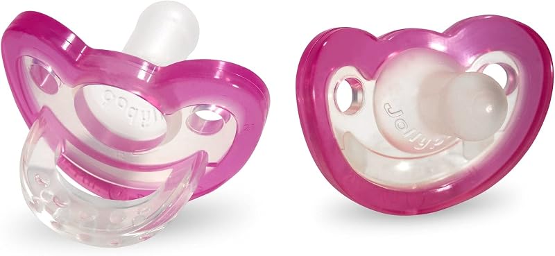 Chupete RaZbaby Jollypop para recién nacidos y mayores, fabricado en EE. UU., chupete de ortodoncia con forma natural, compartido con amor en NICU y hospitales de todo el mundo, grado médico 100% libre de BPA - 0-3 meses, paquete de 2 - rosa
