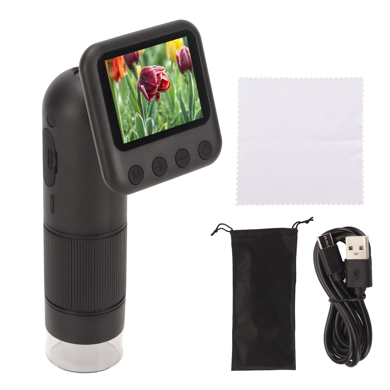 FILFEEL Microscopio Digital de Mano con Pantalla LCD HD 800X, Microscopio de Bolsillo Portátil Recargable con Luz LED