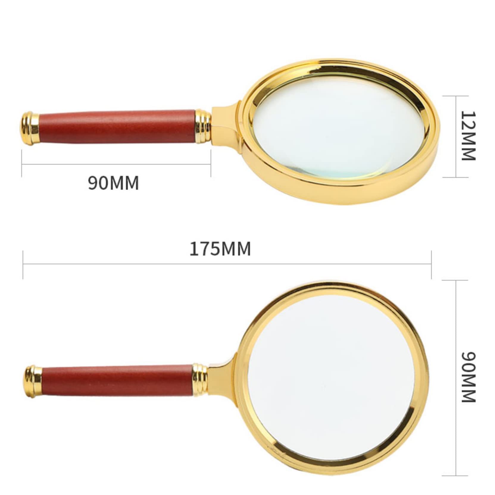 ESNY 2 Pezzi 20X Palmare Grande Lente d'Ingrandimento Lente d'Ingrandimento da Lettura Lente d'Ingrandimento per Libro Lettura di Giornali per Leggere Piccole Stampe Gold
