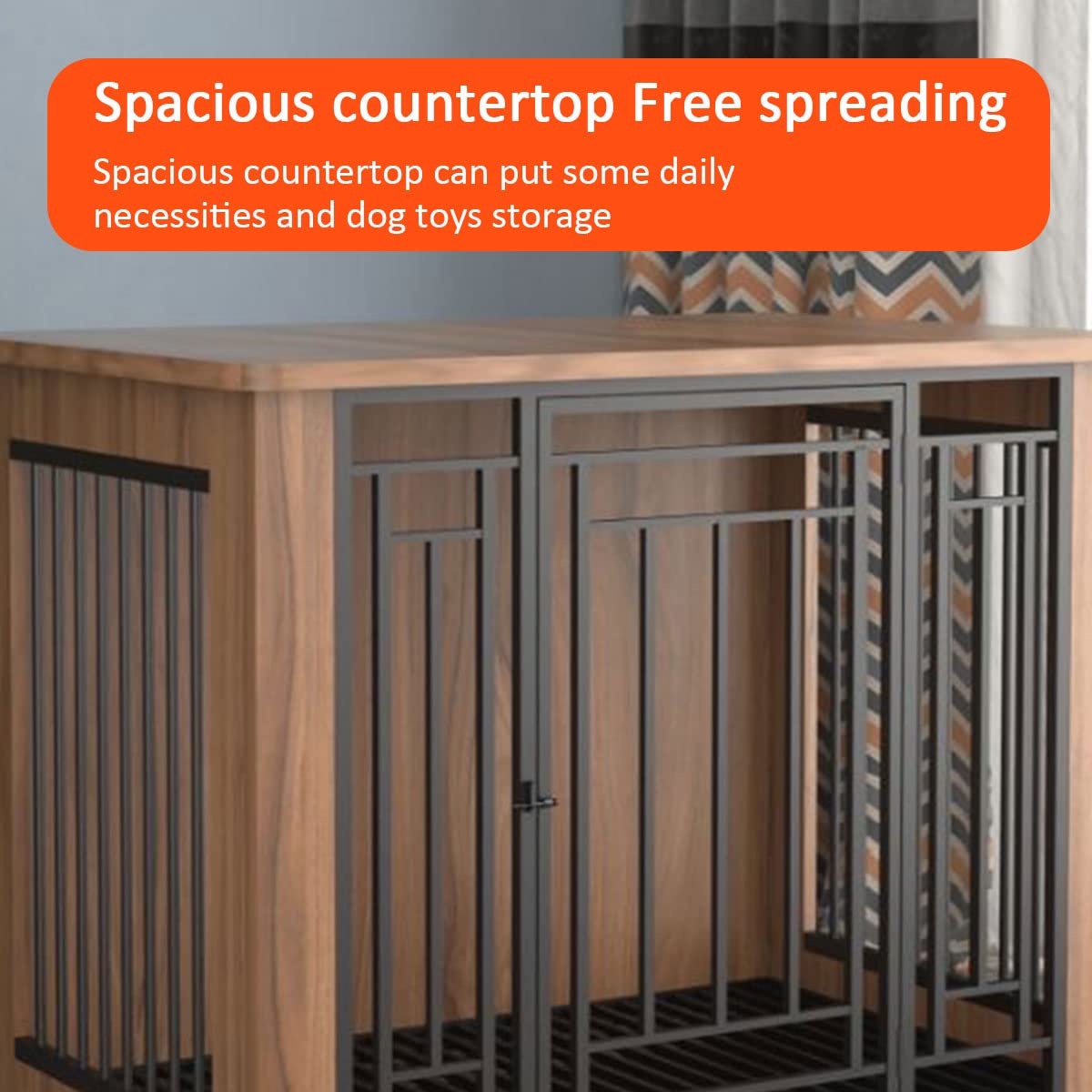 Caseta de Madera Resistente para Perros, Jaula y caseta Grande de 80 cm para Perros pequeños, medianos y Grandes, Resistente y antimordiscos, Elegante Acabado en Bronce.
