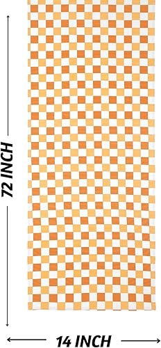 Miniatura 3 de Folkulture Camino de mesa de 72 pulgadas de largo, 100% algodón, a rayas con borlas, naranja