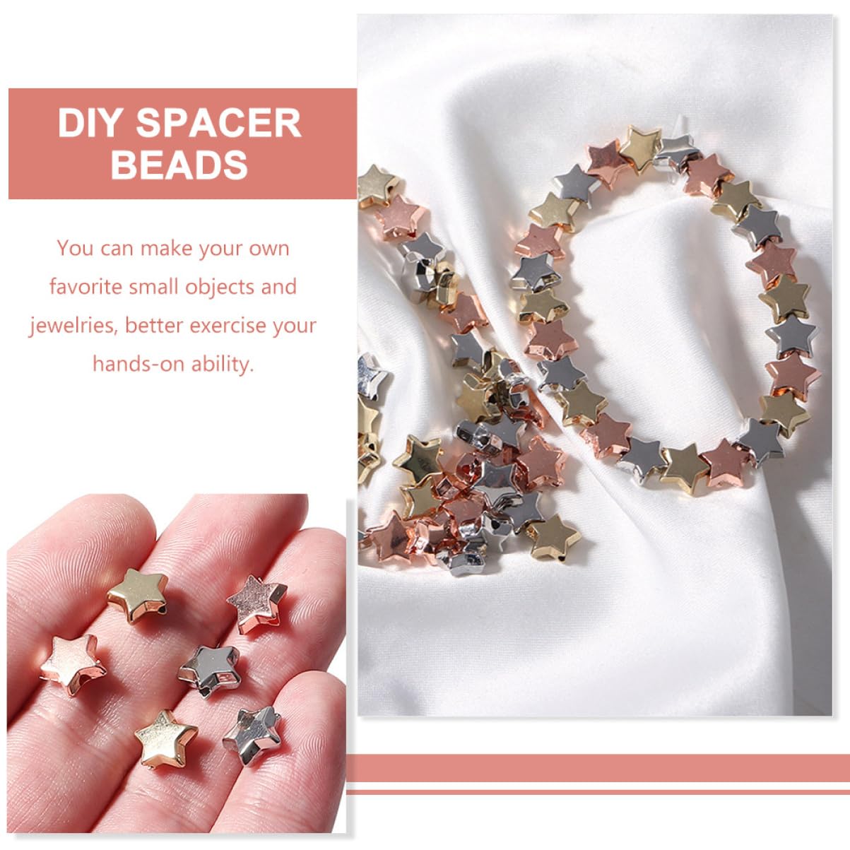 Gadpiparty 5 Set Perline Forma Stella Per Bigiotteria Fai Da Te Da Perline Distanziatrici Leggere E Resistenti Per Collane E Bracciali Per Creazioni Artigianali Uniche E 300 Pezzi*5