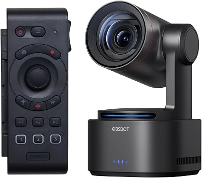 OBSBOT Tail 2 4K Webcam with Built-in NDI HX3 AI Auto-Tracking PTZ Camera, Bundle with Remote Controller, for Professional Streaming, Video Conferencing & Multi-Camera Setup Works with Zoom Teams OBS