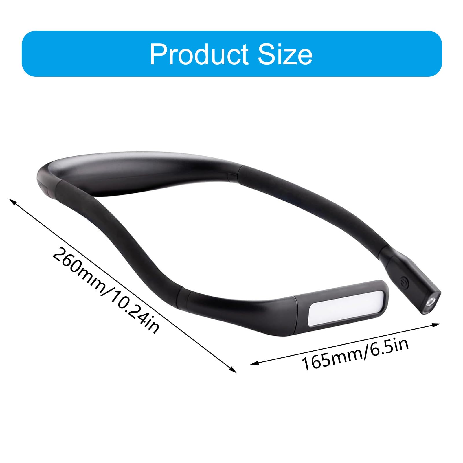 Lampe de lecture LED pour le cou, lampe large rechargeable 2000