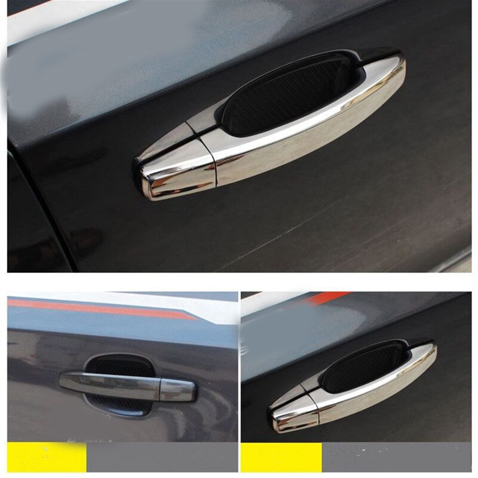 Deur voor handvat Voor Opel Voor Vauxhall Voor Corsa D 2007-2014 Koolstofvezel Deurgreep Cover Catch Trim Accessoires Deurgreep onderdeel (Color : 2 doors 1 Key hole