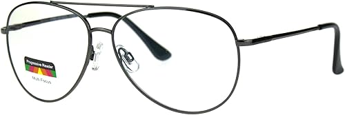 Miniatura 2 de SA106 Gafas de lectura progresivas para hombre con borde de metal Officer Pilot Multi 3 Power Focus