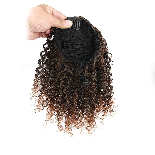 Miniatura 2 de Extensión de cola de caballo corta afro rizada para cola de caballo afroamericana, extensión de cola de caballo sintética afro rizada para mujeres