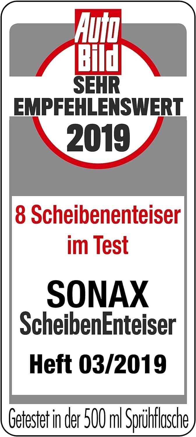 Set di 4 sbrinatori per parabrezza, spray Sonax, 750 ml, per parabrezza auto + 2 raschietti per ghiaccio Murska con lama in ottone, per una visione chiara