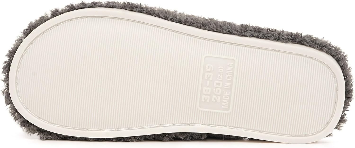 Dokela Fuzzy Open Toe Slippers for Women Cross Band House Slipper | Memory Foam Cushion,Cozy,Non-Slip,Soft,Lightweight