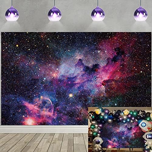 Toile De Fond Anniversaire Galaxie Noire - Décoration Spatiale Pour Fête, 100x150 Cm, étoiles Et Planètes