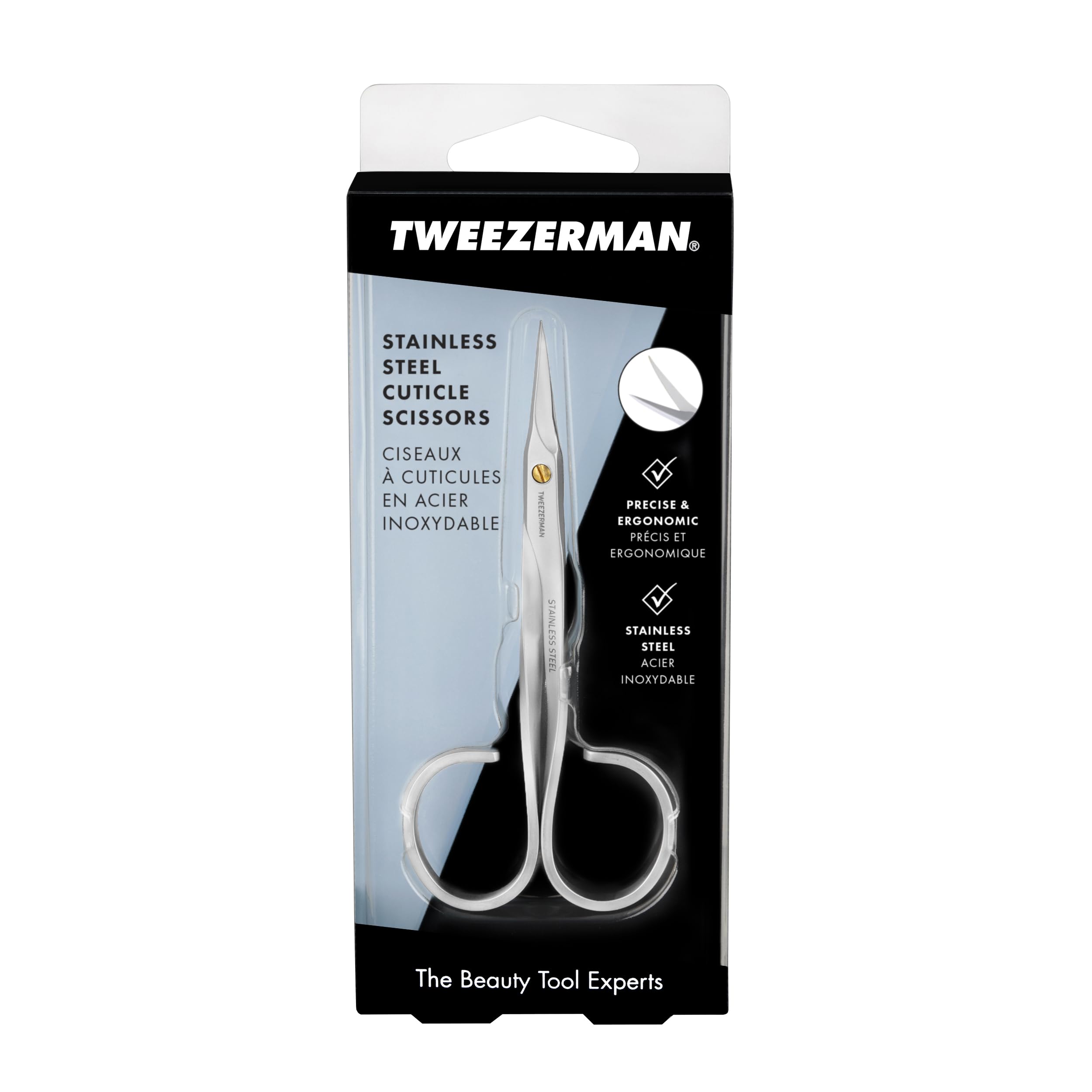 TWEEZERMAN Nagelhautschere (Präzisionsspitzen für präzise Entfernung von Nagelhaut, rostfreier Edelstahl), Silber