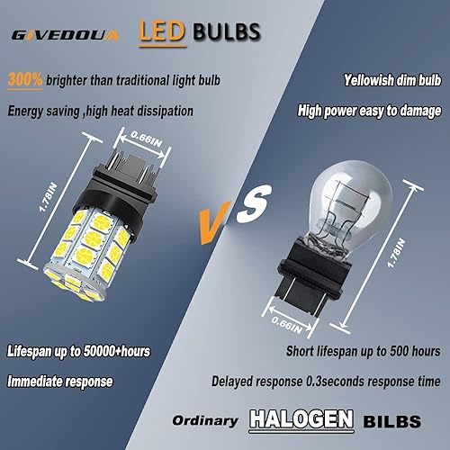 Miniatura 3 de GIVEDOUA Bombilla LED 3157 súper brillante 3156 3156A 3056 3057 4057 3157 4157 T25 para luces de freno, luces de marcha atrás de respaldo, luces