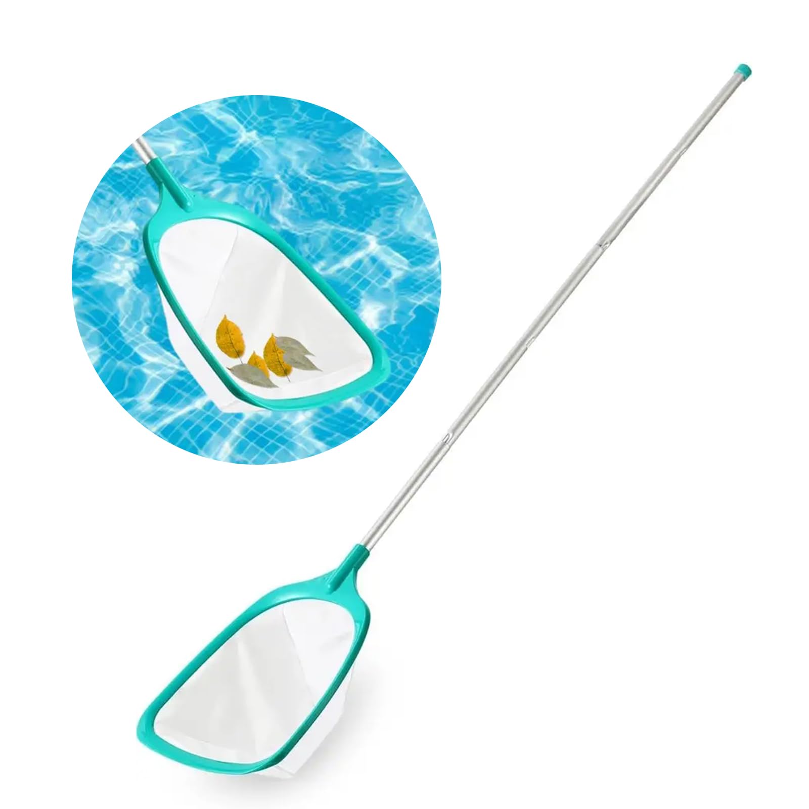 HUAANYA Retractable Pond Skimmer Net, Fish Pond Net, Adjustable Net For Cleaning, Aluminium Alloy Fine Mesh Leaf Skimmer Netting, Swimming Pool Accessories For Garden HotTub Net