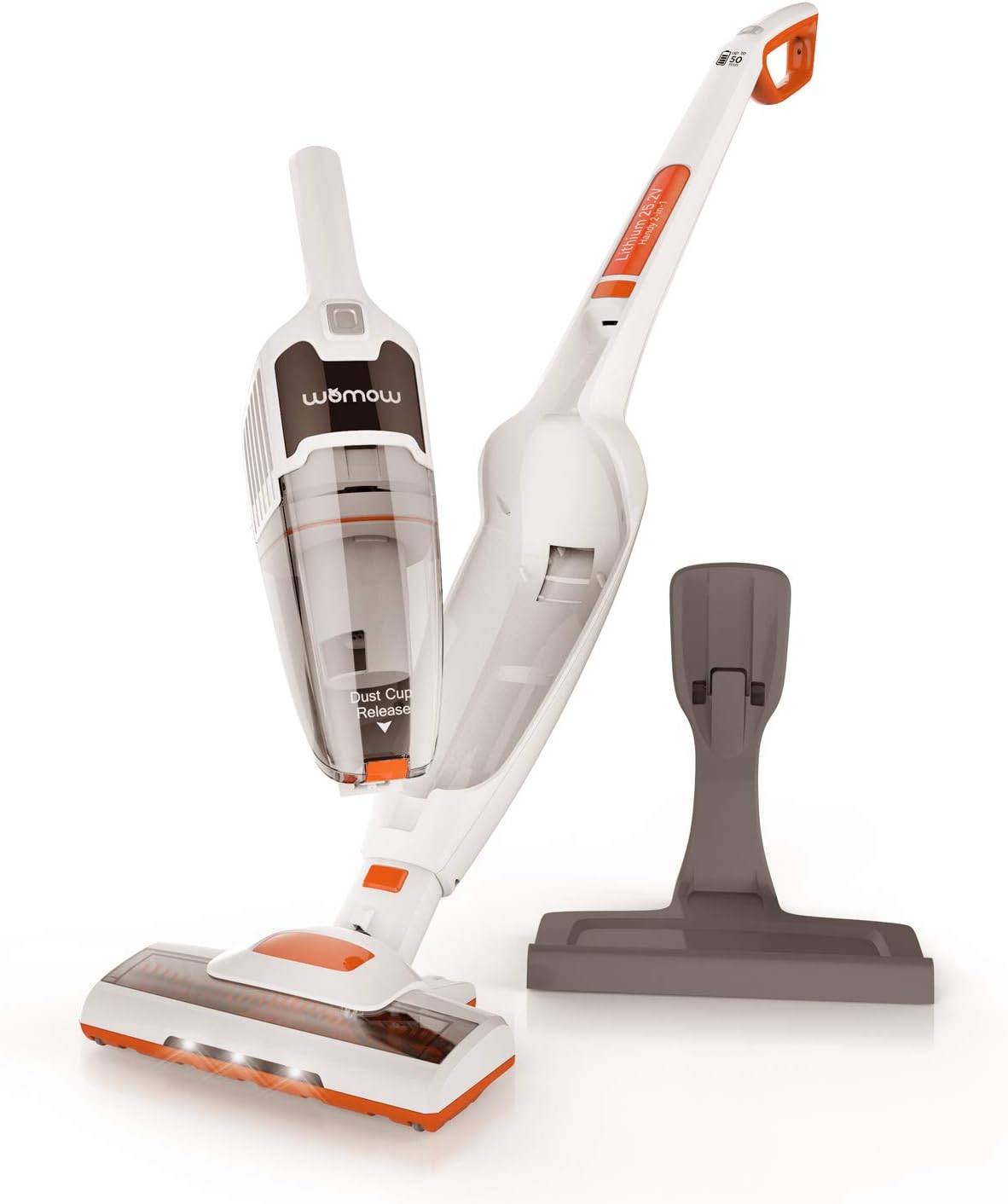 Cordless Vacuum Cleaner, Womow W18 2 in 1 Lightweight Handheld Stick Vacuum, 9000 pa Powerful Suction with LED Headlights for Hard Floors