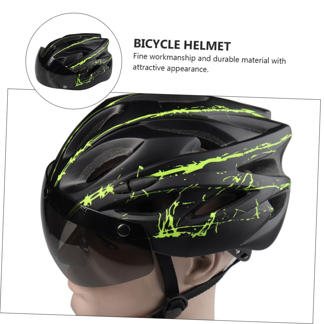 Casco de Bicicleta con Gafas Magnéticas, Transpirable, Pc, Negro