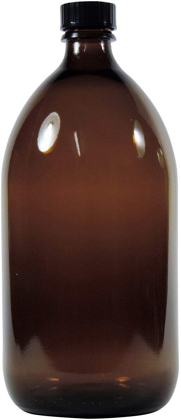 mikken 2 x braune Medizinflasche 1000 ml Apothekerflasche, Laborflasche made in Germany inkl. Trichter