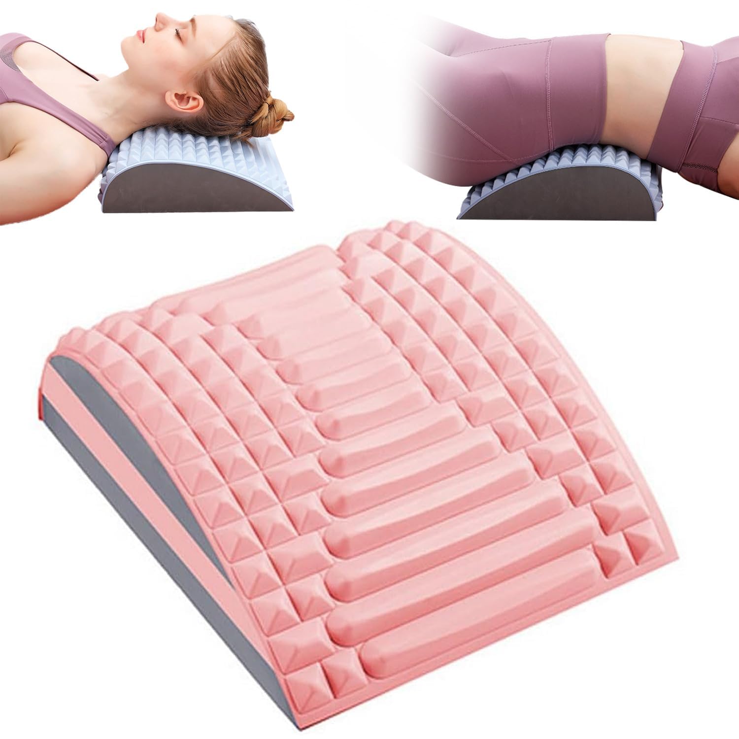 MR.PAW Neck & Back Stretcher, Lumbar Soothing Device,Lower Pain Relief, Spine Board Herniated Disc, Waist Relaxation Stretcher For And Stretcher,Neck Stretcher,Back Posture Corrector (Pink)