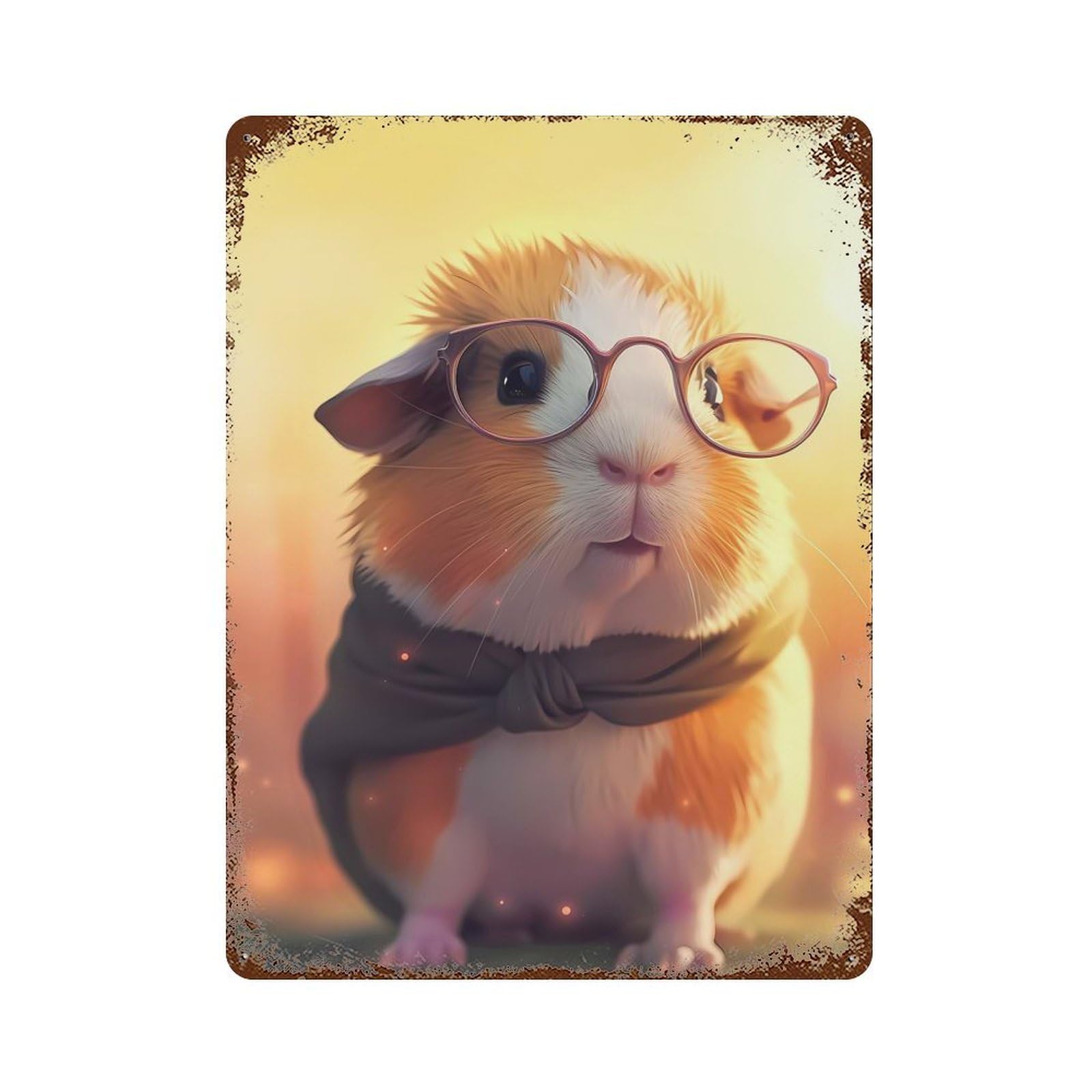 Rusty Metal Tin Sign with Cute Guinea Pig Read Design 15.7"x11.8", for Farmhouse, Kitchen And Entryway Decor, Rustic Home Decor