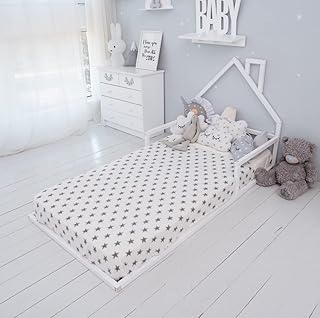 BUSYWOOD Montessori Toddler Floor Bed - Kids Bed Frame Natural Wood - Floor Twin Toddler Bed - Vintage Bed for Kids - House Junior Bed - Wood Kids Beds (Model 3 Floor Mini)