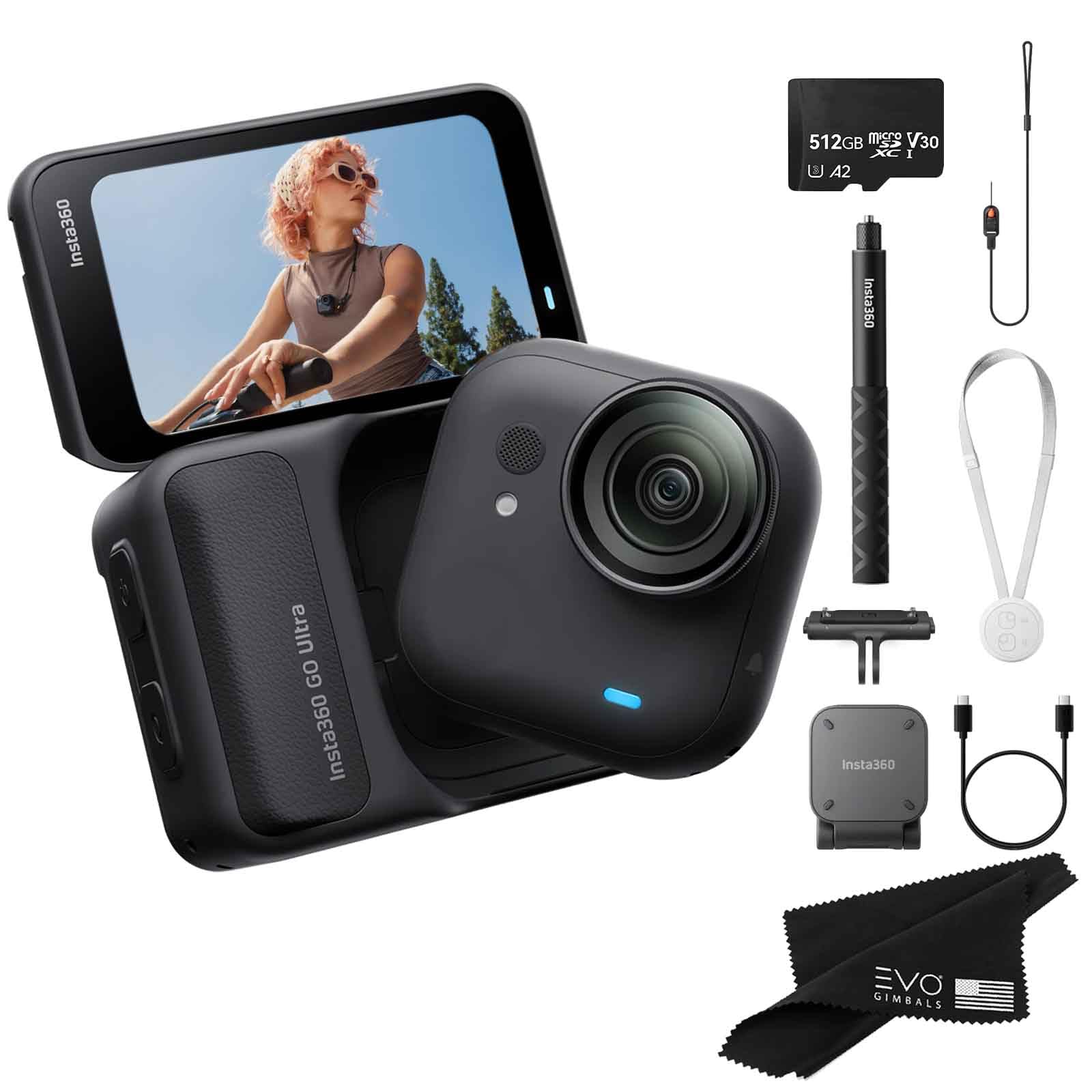 Insta360 GO Ultra Standard Bundle Midnight Black- Tiny Mighty Hands-Free 4K Cam, Lightweight, Low Light Excellence, Mount Anywhere| Bundle Includes Selfie Stick, Quick Release Mount, 512GB Card-image-16