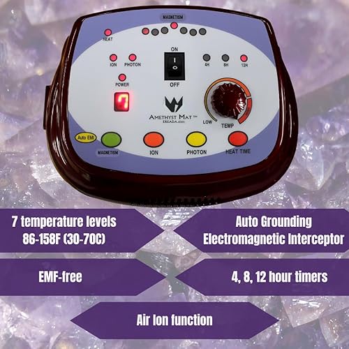 Miniatura 8 de Esterilla de amatista infrarroja - Profesional 74 L x 29 W (73.2 x 28.3 in) - Ajustable 86-158 F (86.0-158.0 F) FIR Heat - Cristales naturales - Luz